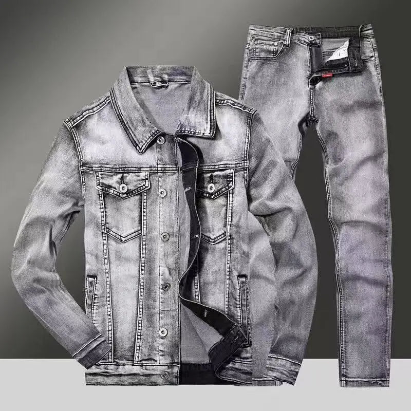 Spring Autumn Men's Denim Suit Loose Korean Trendy Two-Piece Versatile Outerwear Casual Jacket Denim sets