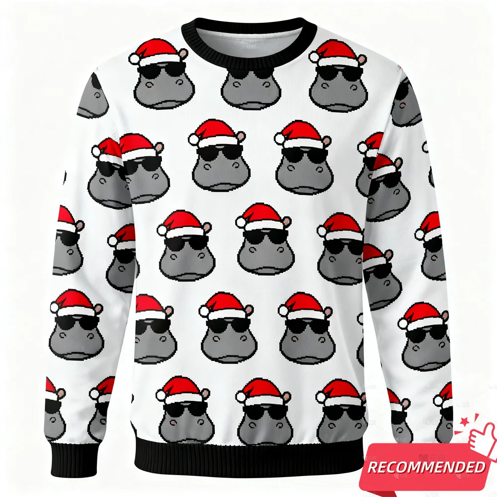 New Animal Ugly  Sweatshirt For Men Clothing Funny Panda Raccoon Sunglass Ugly Sweatshirt Xmas Holiday Crew Neck Sweatshirts