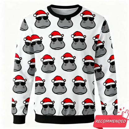 New Animal Ugly  Sweatshirt For Men Clothing Funny Panda Raccoon Sunglass Ugly Sweatshirt Xmas Holiday Crew Neck Sweatshirts