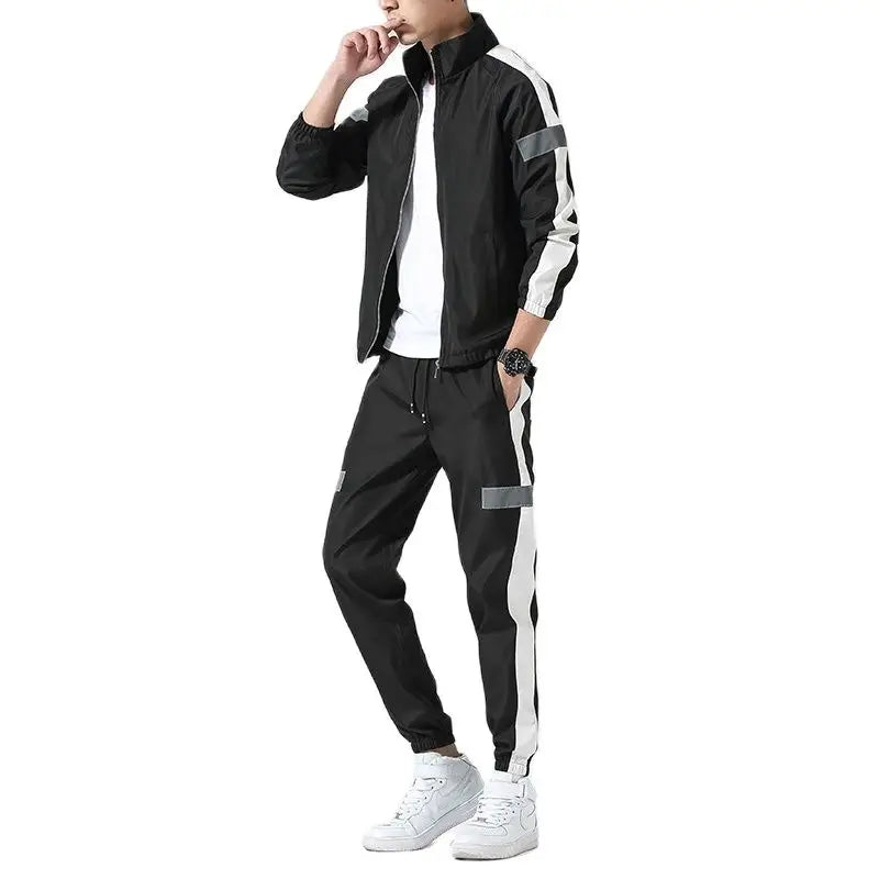 2Pcs Men Tracksuit Hoodie Tops Joggers Pants Tracksuit Set Male Running Jogging Sportswear Hooded Pants Mens Sweat Suit