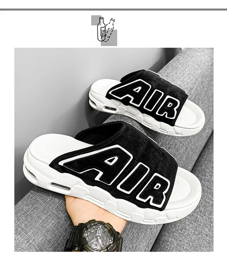 Men Air Cushion Design Slide Man Summer PVC Soft Non-slip Men's Sports Slippers New Slippers for Men Flip Flops Chanclas Hombre