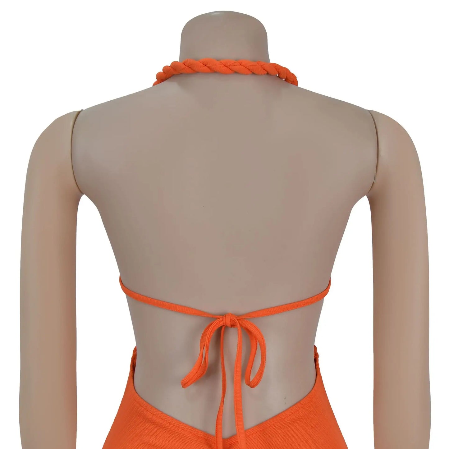 Women's Hollow Out Sleeveless Sexy Knitted Halter Neck Backless Solid Color Dress for Summer 2025