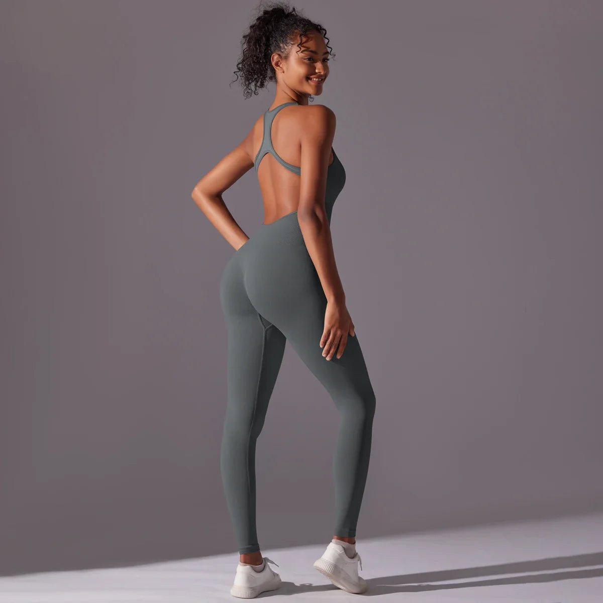 Sexy Back V Jumpsuit Gym Set Women Training Yoga Suit Sportswear Women Sports Jumpsuit Fitness Rompers Stretch Workout Bodysuits