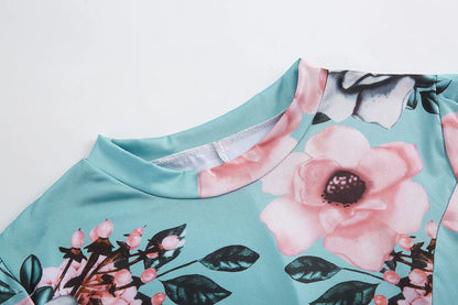 Women's Floral Print Summer Dress - 2025 New Boho A-Line Swing Dress with Short Sleeves, High Waist Flowy Maxi Dress for Beach &