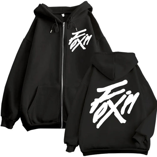Kpop ATEEZ "FlX ON" Merch Zipper Hoodie Men Women High Quality Fashion Zip Up Jacket Coat Autumn Winter Casual Loose Sweatshirts