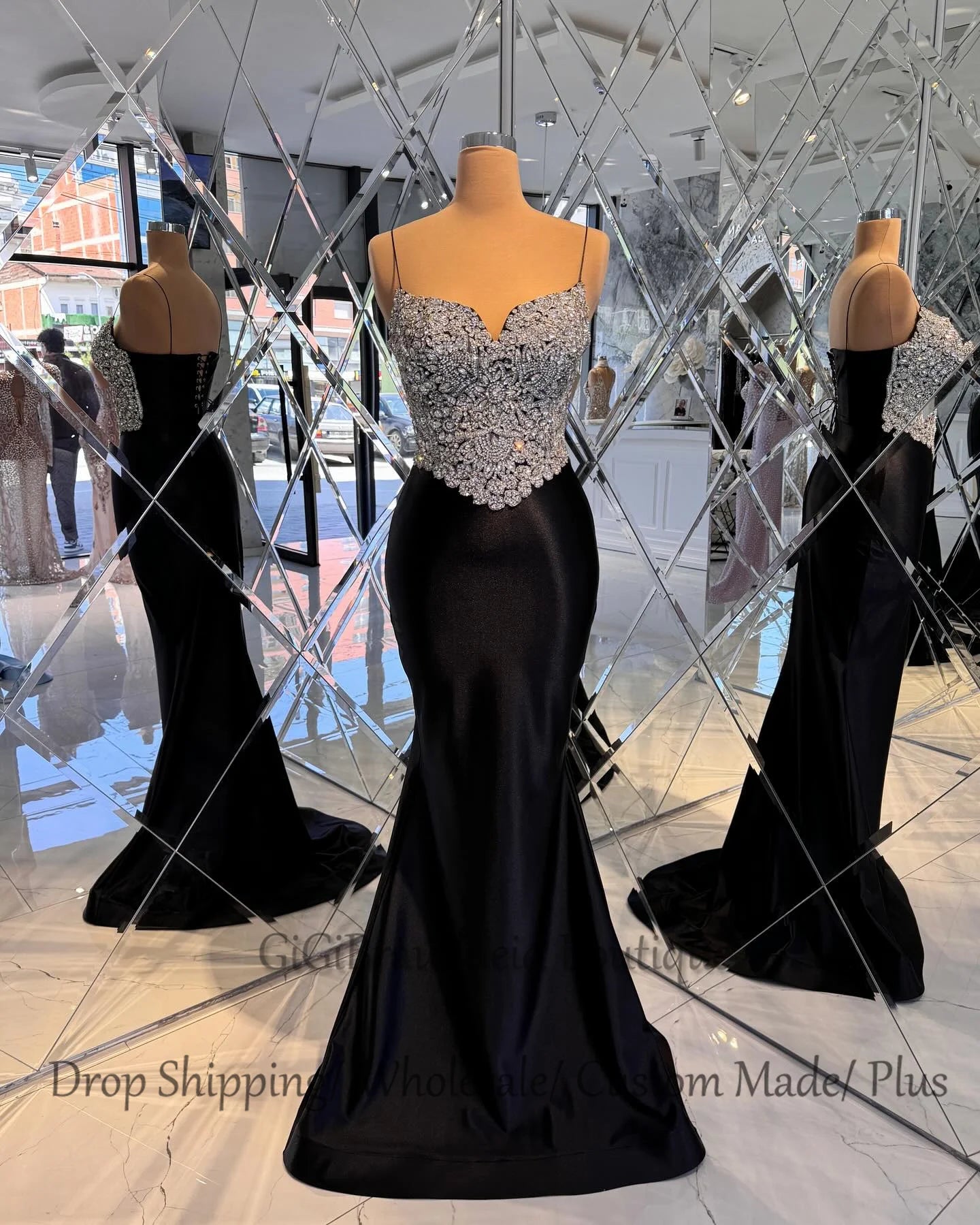 GiGiBraut Fancy Spaghetti Straps Prom Dress for Women Rhinestones Lace up Sweetheart Evening Gowns Vestidos De Gala Customized