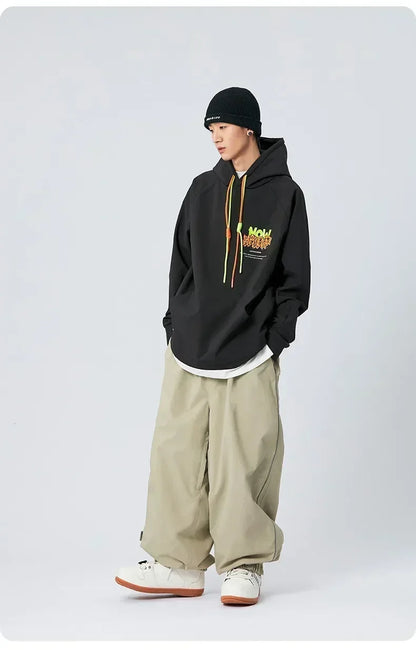 Men's Women's Single Board Ski Pants Waterproof Loose Fit Track Pants Wear Resistant Professional Double Board Snowboard Pants