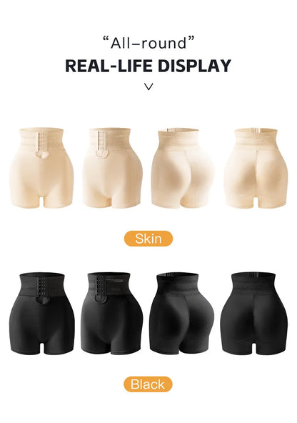 Women's Padded Butt Lifter Body Shaper with 4 Sponge Pads Tummy Control Shapewear Panties with Waist Cincher and Hook Closure