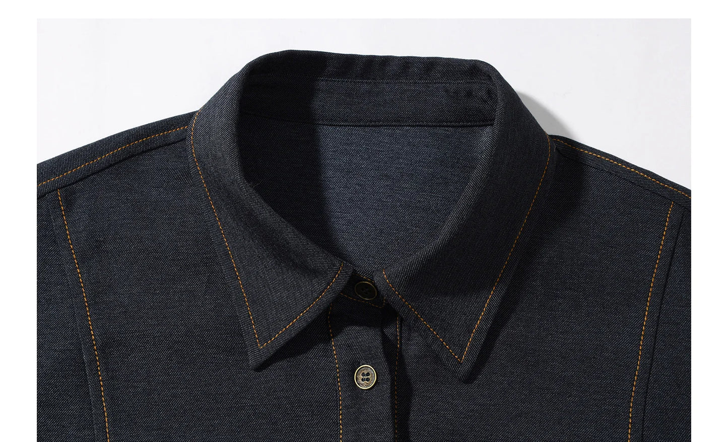 Casual Contrast Stitch Shirt Jacket Loose Long Sleeve Blouse for Women Stylish Collared Overshirt for Autumn Layered Slim Look