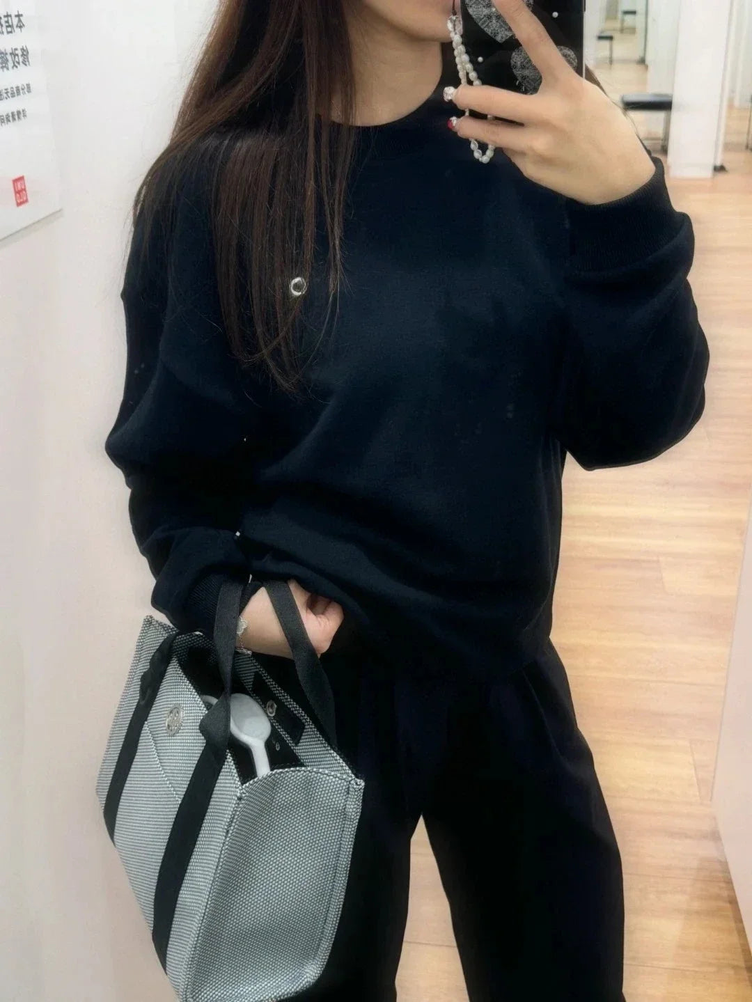 Black Red Classic Letter Loose Casual Pullovers O-Neck Solid Women's Sports Sweatshirts Fashion Long Sleeve Hoodies for Women