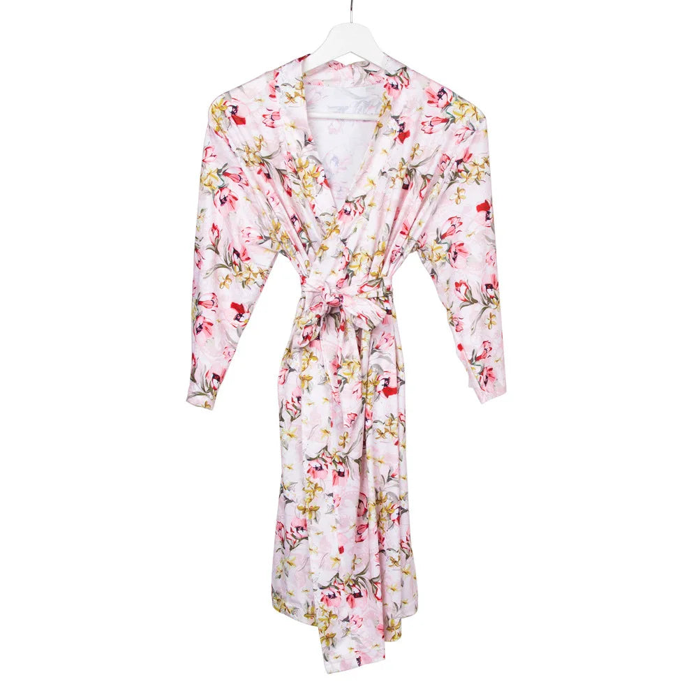 Maternity Robe,Matching Swaddle Set ,Mommy and Me Set, Floral Hospital Robe Bag,Baby Shower Gift,Mama Robe,Baby Girl Blanket