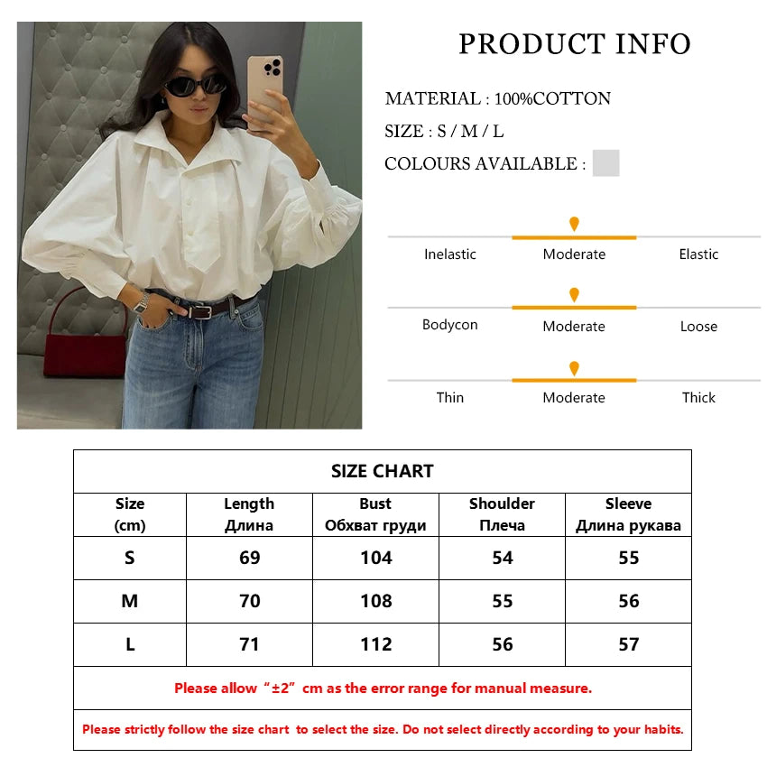 Clacive Fashion Loose White Cotton Women's Shirt 2025 Casual Lapel Long Sleeve Blouse Elegant Classic Solid Top Female Clothing