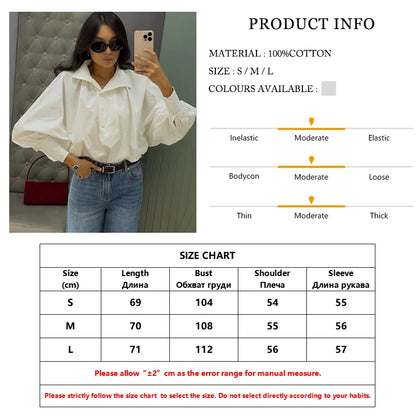 Clacive Fashion Loose White Cotton Women's Shirt 2025 Casual Lapel Long Sleeve Blouse Elegant Classic Solid Top Female Clothing