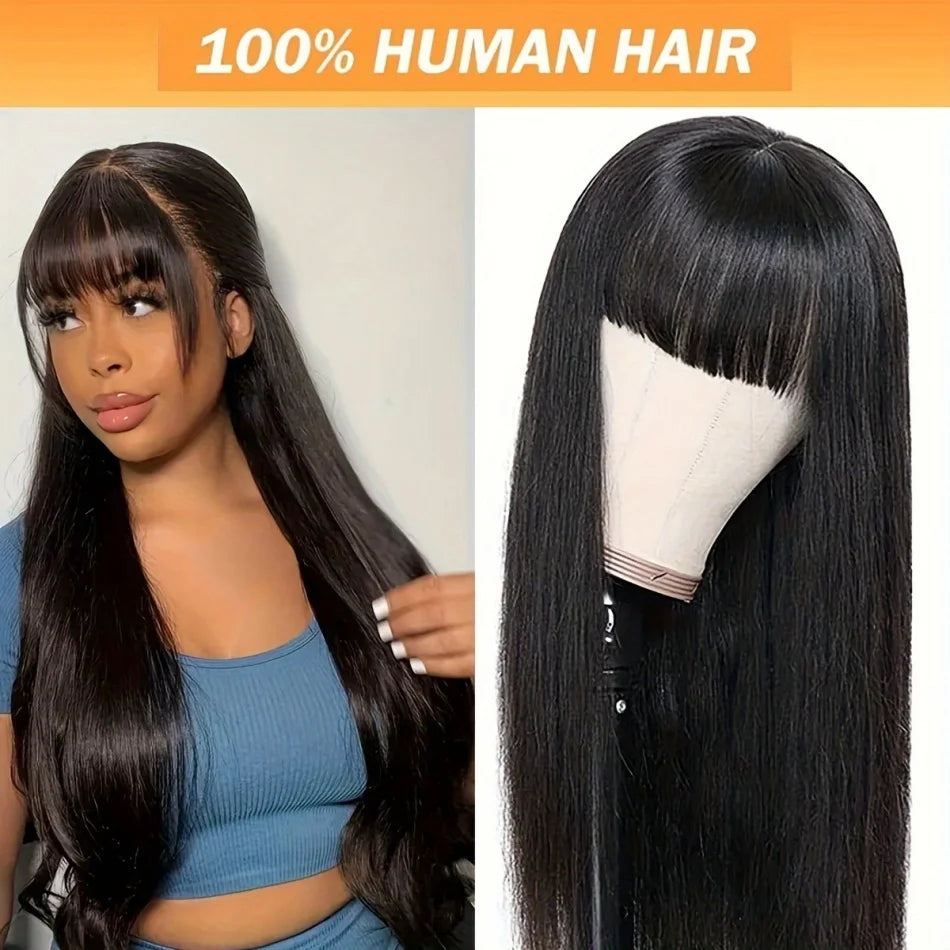 30 Inch Long Brazilian Wig Transparent Straight Lace Front Wig With Bangs Human Hair Wig 13x4 Lace Frontal Wigs For Women Choice