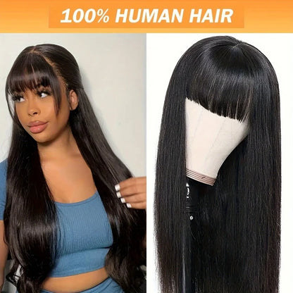 30 Inch Long Brazilian Wig Transparent Straight Lace Front Wig With Bangs Human Hair Wig 13x4 Lace Frontal Wigs For Women Choice