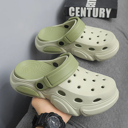 Summer Men's Thick-Soled Non-Slip Breathable Toe-Cap Sandals Casual Beach Slippers