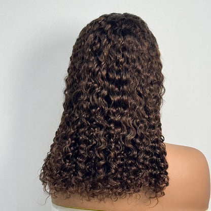 Double Drawn 250% Density Ombre 18 Inches Water Wave Curly Human Hair Wigs 13x4 Transparent Lace Frontal Hair Wig for Women