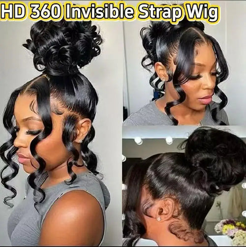 Hidden Strap Drawstring Wig 360 Lace Front Wigs Human Hair 250 Density Body Wave Frontal 360 Full Lace Human Hair Wigs for Women