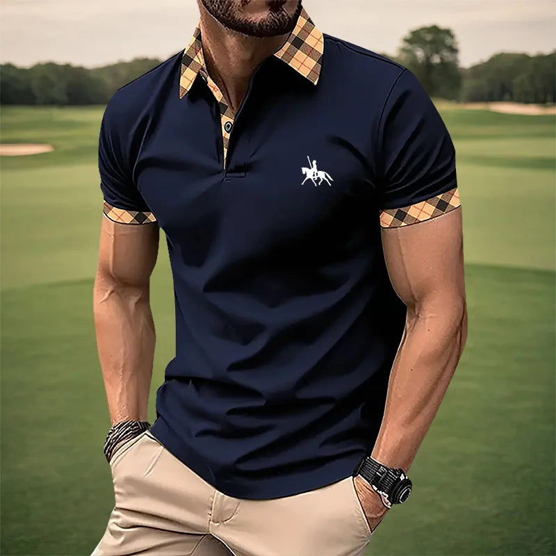 Summer men's short sleeved polo shirt business office lapel shirt Men's sports and casual top European and American plus size