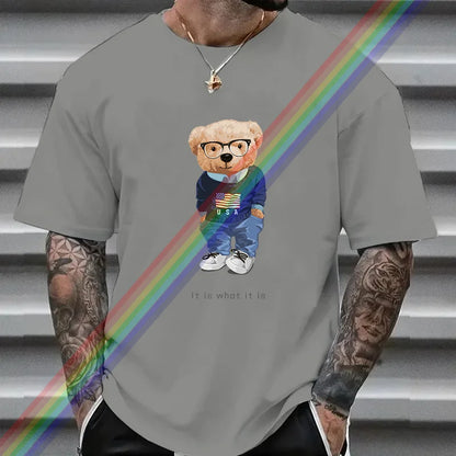 2024 Women Men T Shirt High-quality 100% Cotton T-Shirt Bear Print Streetwear Brand Casual Clothing Summer Big Size Fashion Tops