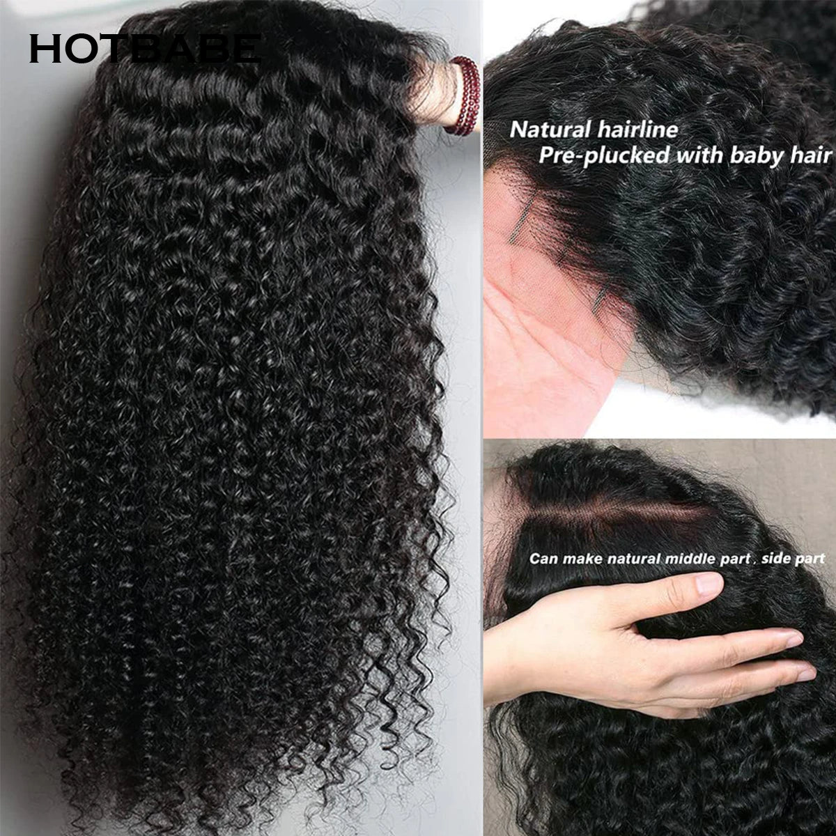 Glueless Wig Human Hair 450% Density Kinky Curly 13x6 HD Lace Front Wig Wear And Go Lace Frontal Wigs Preplucked 100% Human Hair