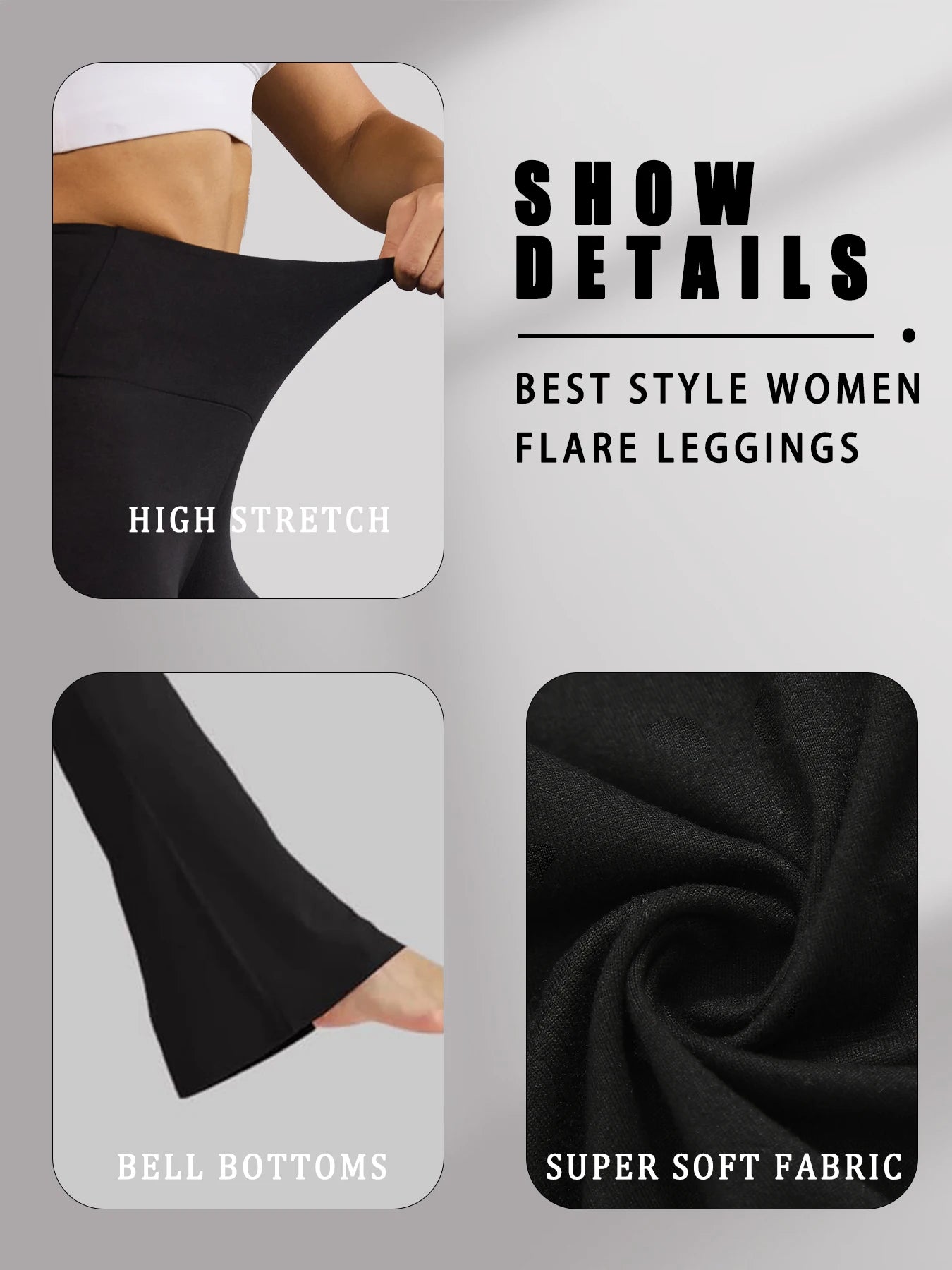 Women's Super Soft Flare Pants High Waisted Tummy Control Workout Yoga Leggings Bell Bottoms