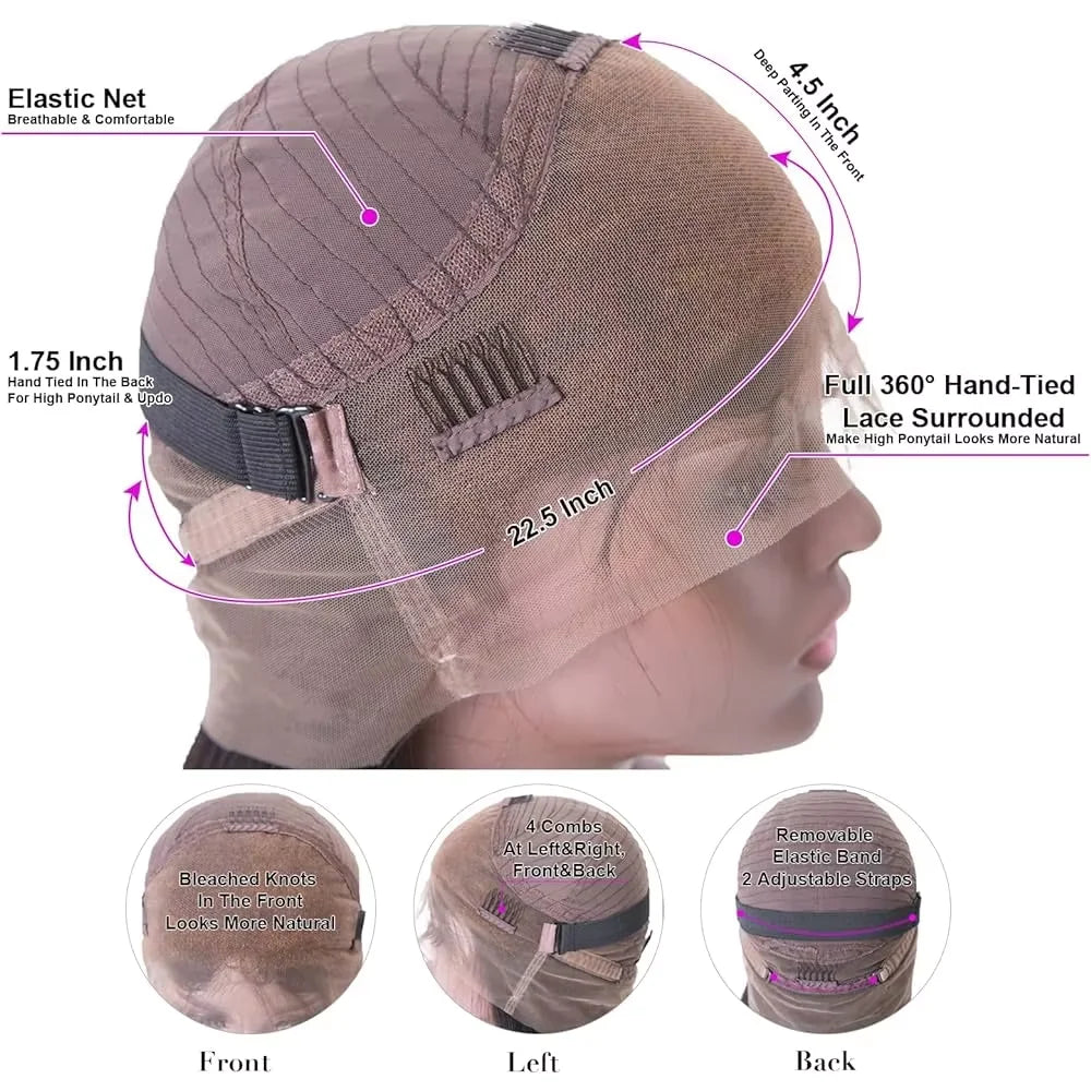 P4/27 Honey Blonde 360 Full HD Lace Frontal Wig 30 Inch Straight Lace Front Wigs Highlight Glueless Wig Human Hair Pre Plucked