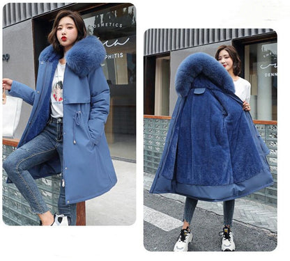 Winter Parka Jacket For Women 2025 New In Long Sleeve Clothes Fashion Hooded Vintage Coat Thick Warm Casual Medium Length Coats