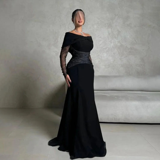 Customized Mermaid Evening Dress Gorgeous Satin Prom Dresses Lace Applique Formal Occasion Shining V Neck Party Gown Robe Soiree