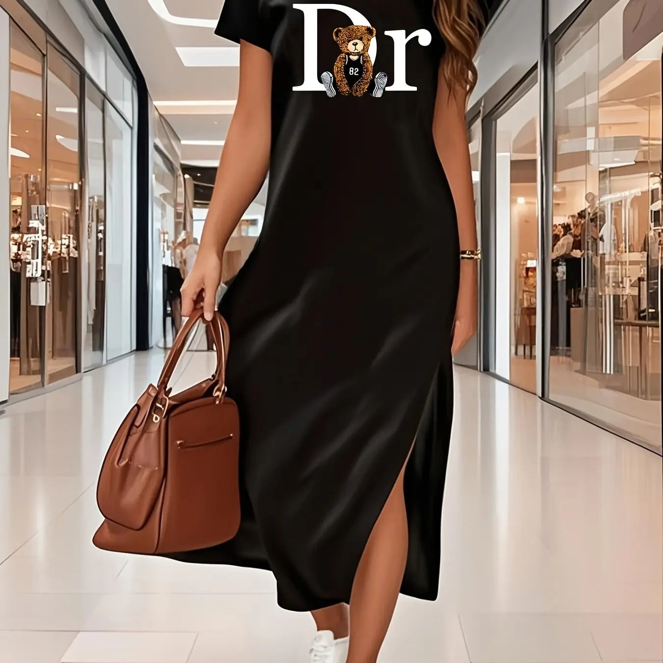 SummerLoose and comfortable long dress long T-shirt dress women's summer clashing dresses