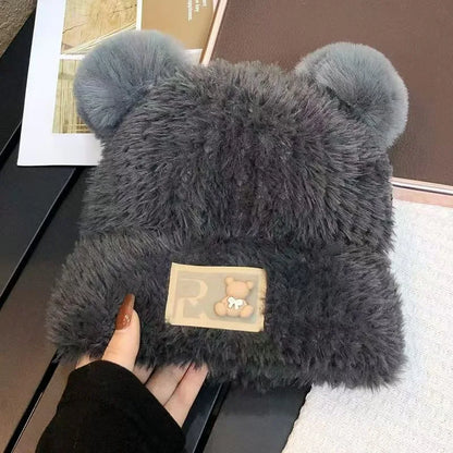 Letter Bear Ears KnittedCute Woolen Hat Beanie Hat Cat Ears Beanie All-match Skull Lovely Cap Winter/Autumn Cute Popular Hat