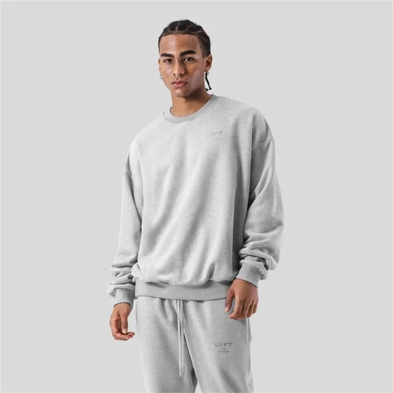 LYFT Classics Small LOGO Autumn Winter New O-neck Fleece Men Sweatshirt Loose Outdoor Sport Cotton Pullovers Multi Color Hoodies