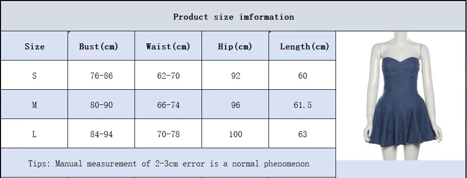 DongCMY 2026 Summer Women's New Bag Hip Sexy Mini Dress Women Solid Wrapped Chest Sleeveless Classic Imitation Denim Dress