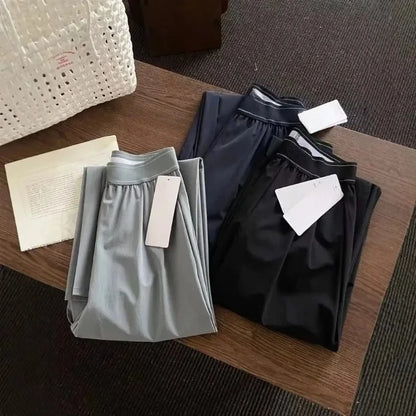 Wide Leg Yoga Pants Women Summer Loose Hanging Casual Pants Women's Versatile Solid Black Suit Western-Style Pants