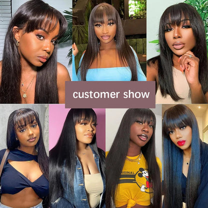 30 Inch Long Brazilian Wig Transparent Straight Lace Front Wig With Bangs Human Hair Wig 13x4 Lace Frontal Wigs For Women Choice