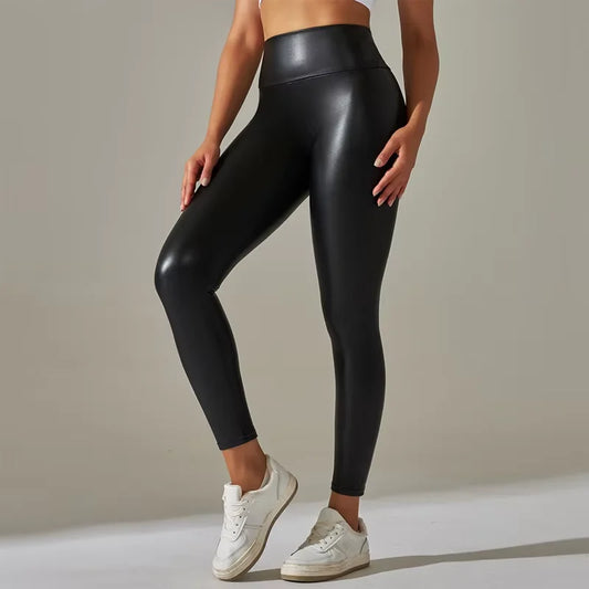 Trendy New Women's Leggings High Waisted Tight and Sexy Faux Leather Pants Colorful Yoga Pants for Women