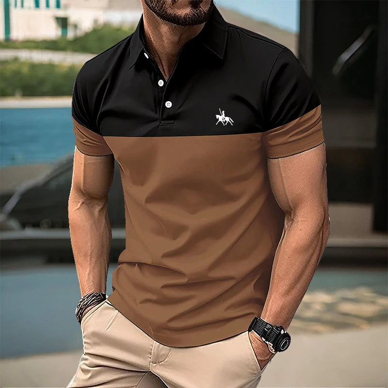 Summer men's short sleeved polo shirt business office lapel shirt Men's sports and casual top European and American plus size
