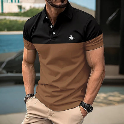 Summer men's short sleeved polo shirt business office lapel shirt Men's sports and casual top European and American plus size
