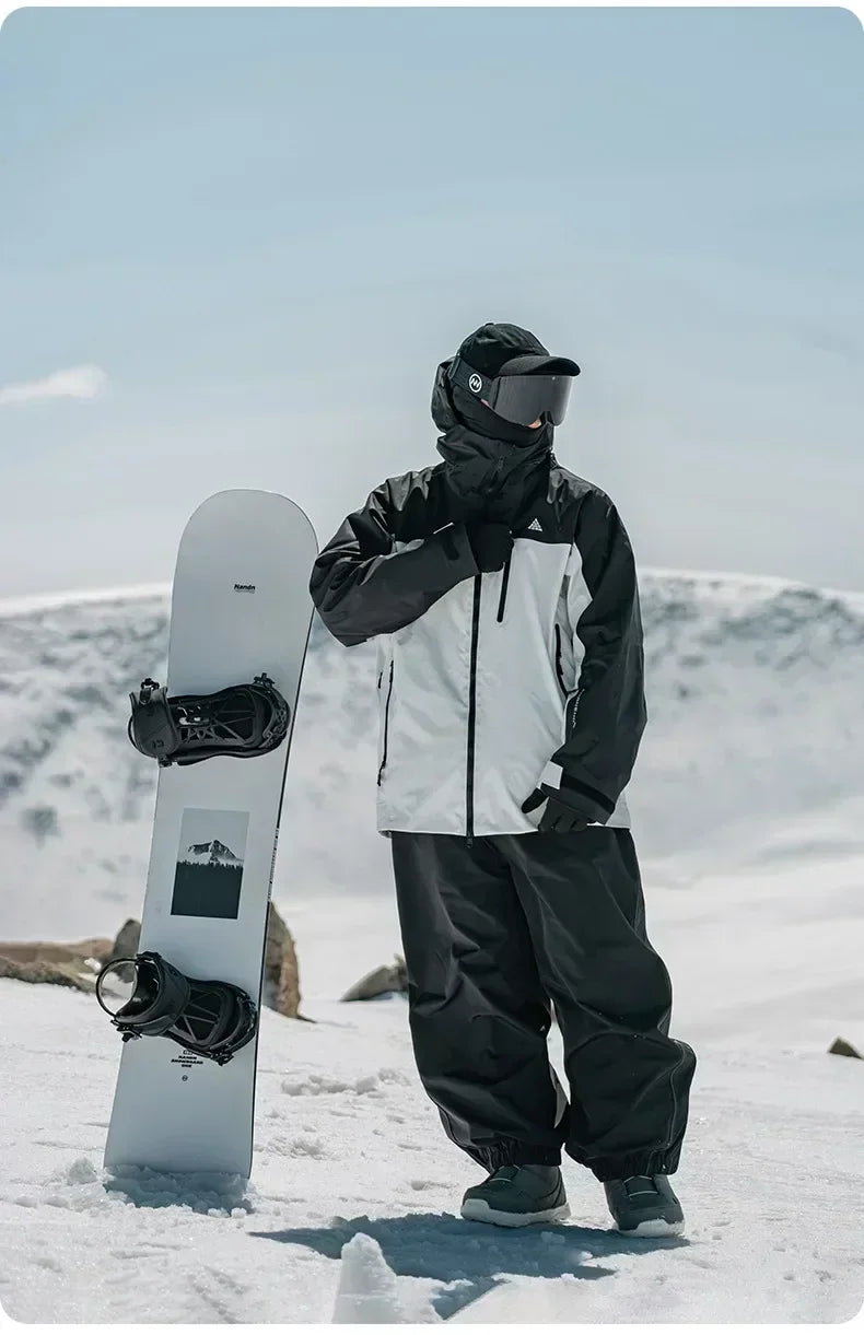 Men's Women's Single Board Ski Pants Waterproof Loose Fit Track Pants Wear Resistant Professional Double Board Snowboard Pants