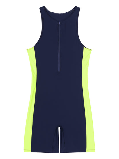 Summer Men One-piece Swimwear Swimsuit Sleeveless Front Zipper Swimming Shorts Bodysuit Triathlon Wetsuit Bathing Suit Beachwear