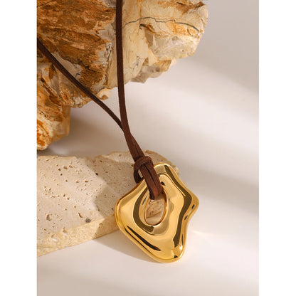 Youthway Trendy Stainless Steel Waterproof Irregular Geometric Metal Wax Rope Necklace Gold Silver For Women Jewelry Gift