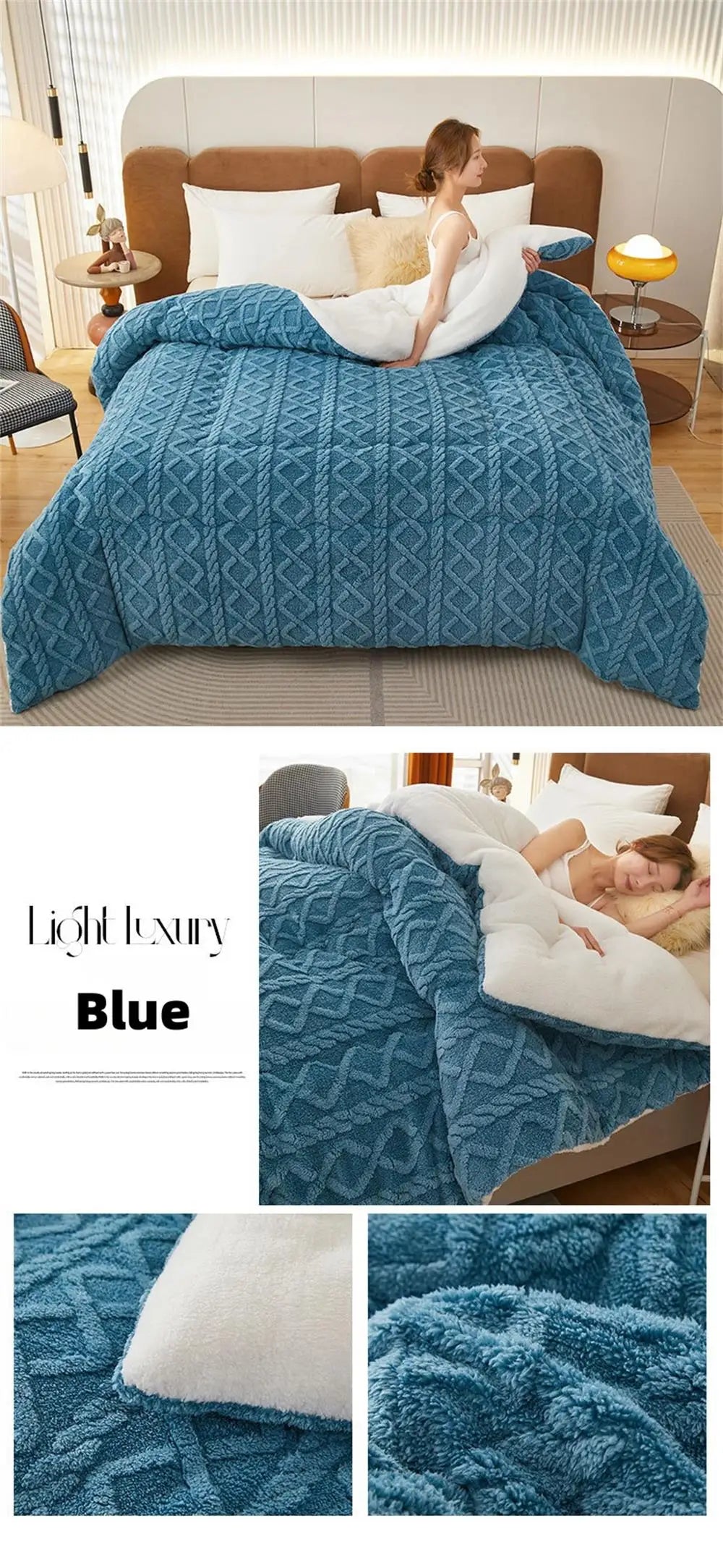 New Super Thick Winter Warm Blanket for Bed Artificial Lamb Cashmere Weighted Blankets Soft Comfortable Warmth Quilt Comforter