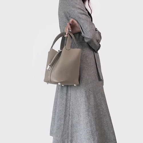 Autumn/winter Nichedesign Women's Bucket Bag Genuine Leather Handbag Mother-child Bag Tote For Ladies