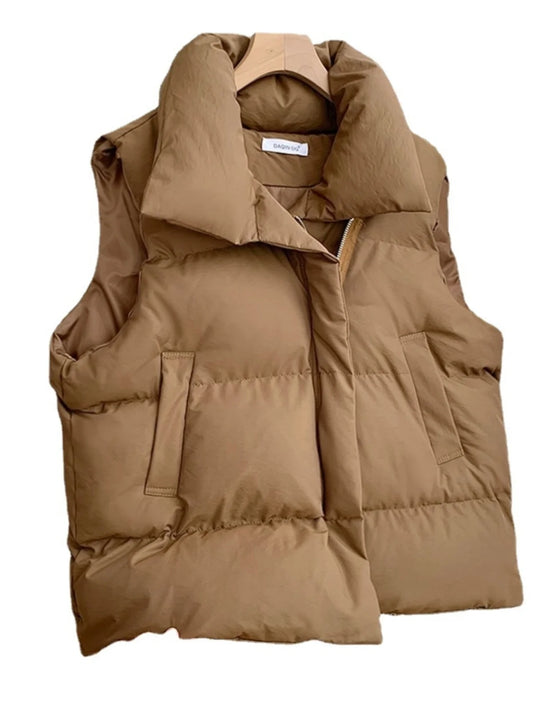 Loose down Feather Cotton Vest Bal Zipper Closure  Color Commute Sle Women's Vest Autumn Winter Faion Ladies' C...