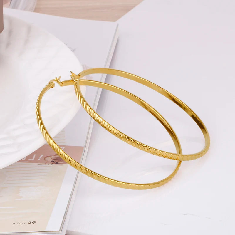 Hgflyxu Stainless steel Gold Hoop Earrings Large size Circle Ear Accessories Fashion Jewelry