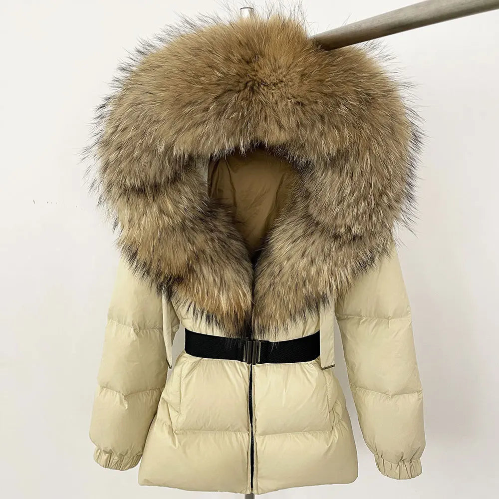OFTBUY Winter Clothing Puffer Jacket Women Real Fox Fur Hooded Thick Warm 90% White Duck Down Coat Female Parkas Waterproof