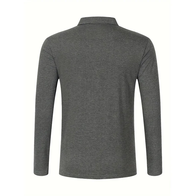 Spring and Autumn Men's Polo Shirt Lapel Pocket T-shirt Men's Business Casual Long sleeved European and American Plus Size