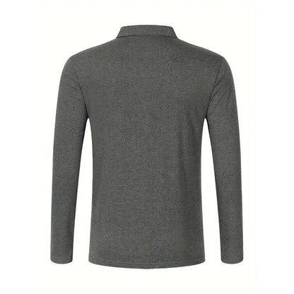 Spring and Autumn Men's Polo Shirt Lapel Pocket T-shirt Men's Business Casual Long sleeved European and American Plus Size