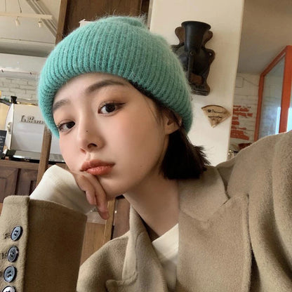 Rabbit Fur Beanies Soft Warm Fluffy  Winter Hat for Women Angora Knitted Hat  Skullies Beanies Female Bonnet Woman Knit Cap