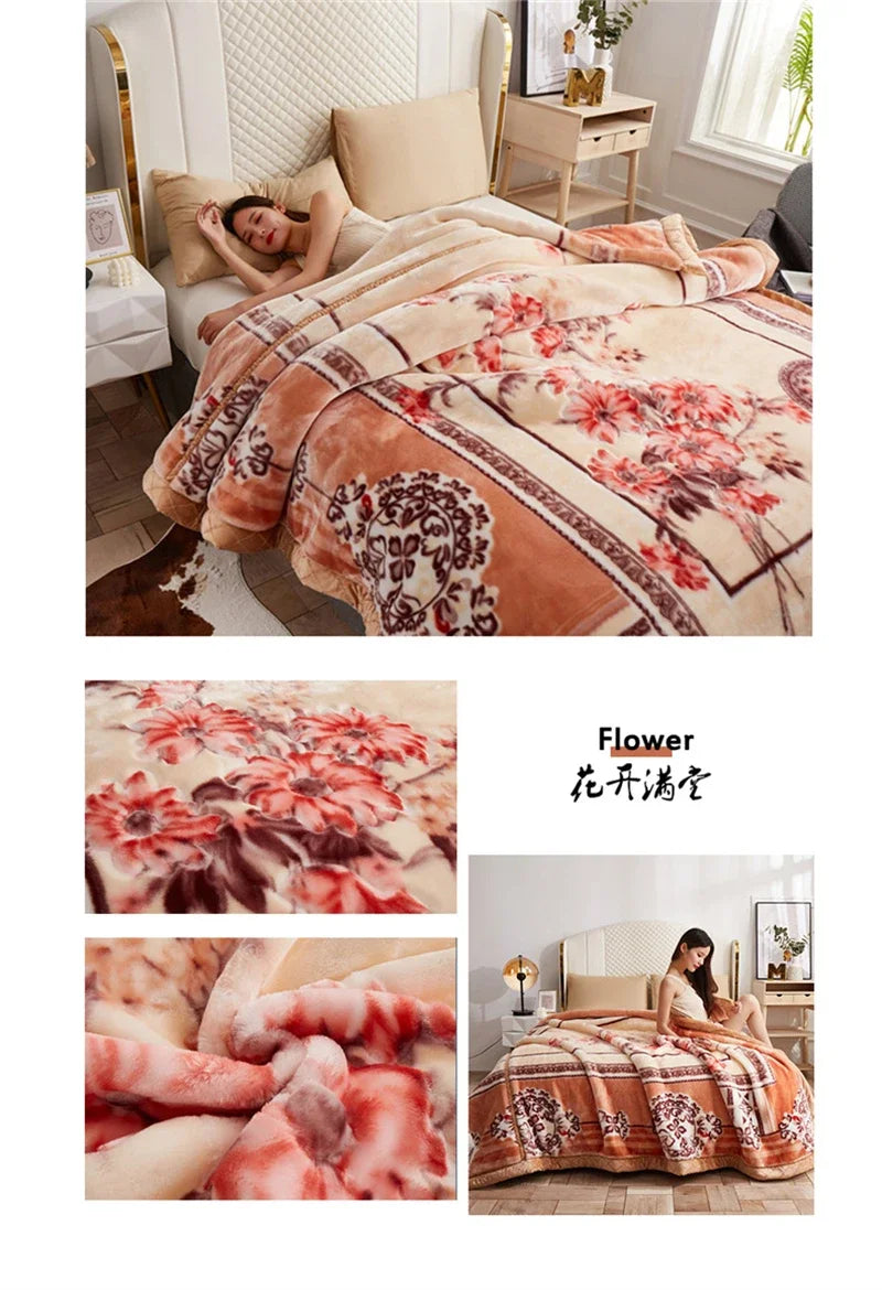 New Warm Weighted Blankets for Beds High End Thicken Warmth Raschel Blanket for Winter Autumn Double Side Plush Comforter Quilt